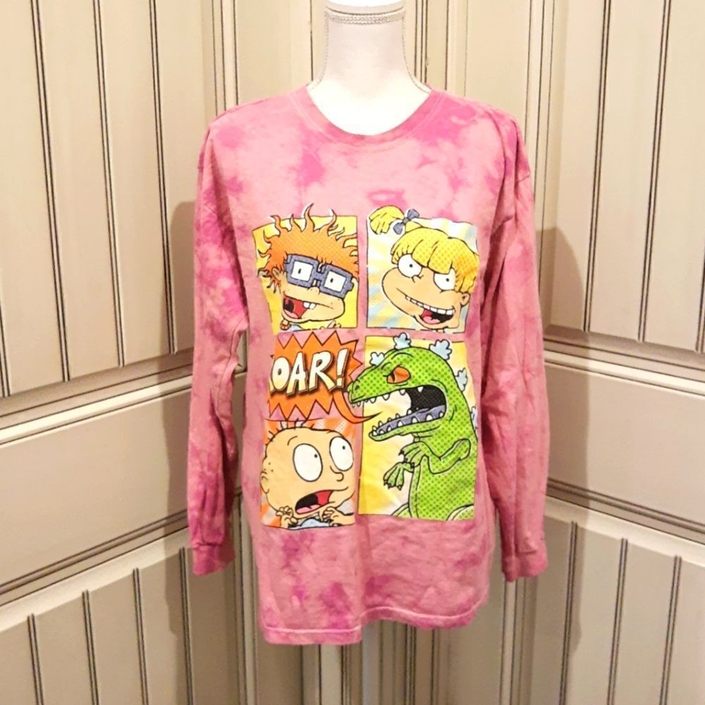 Nickelodeon Rugrats Tie Dye Pink Size Large Chuckie Angelica Tommy and Reptar